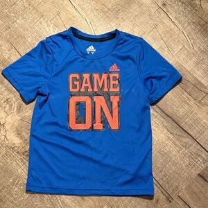 5/$15 adidas Blue Short-Sleeve Tee with Orange "GAME ON" Graphic size 6